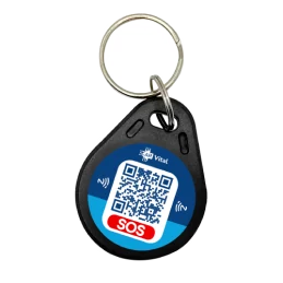 Pingente redondo AR Vital para coleira de pet com QR Code de identificação do tutor